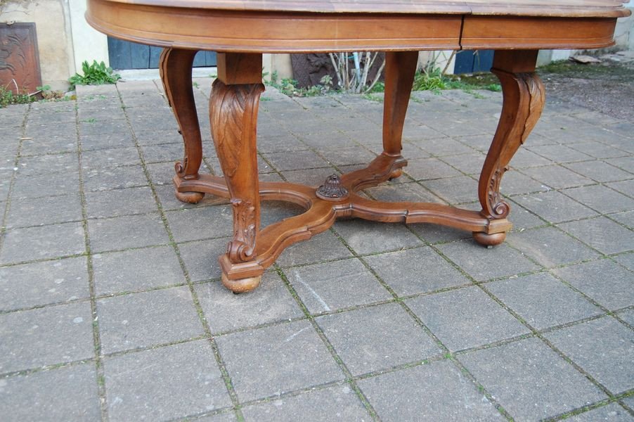 Napoleon III Walnut Table, Late 19th Century, 16 Place Settings, With 4 Extensions-photo-1