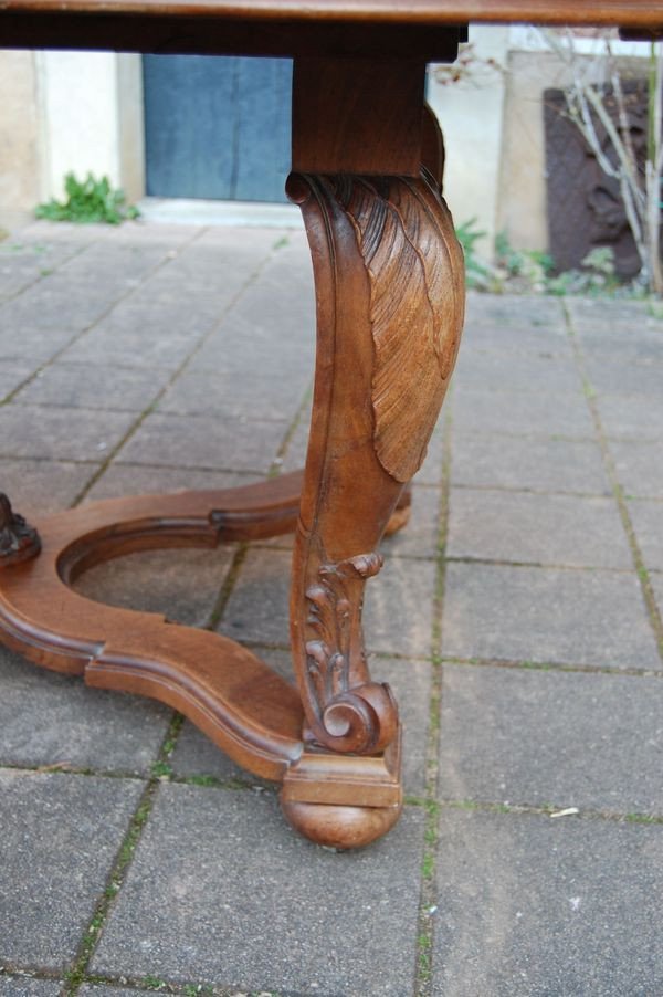 Napoleon III Walnut Table, Late 19th Century, 16 Place Settings, With 4 Extensions-photo-2