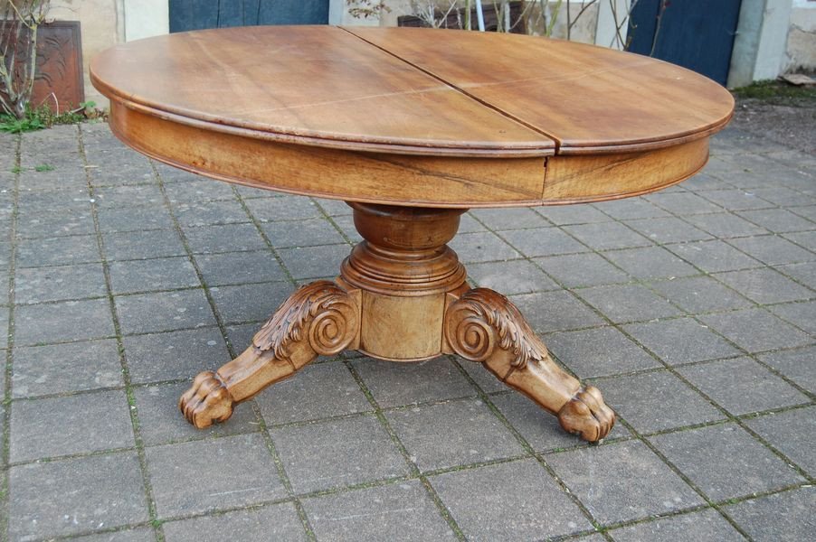 Napoleon III Walnut Table, Late 19th Century, 12 Place Settings, With 3 Extensions-photo-2