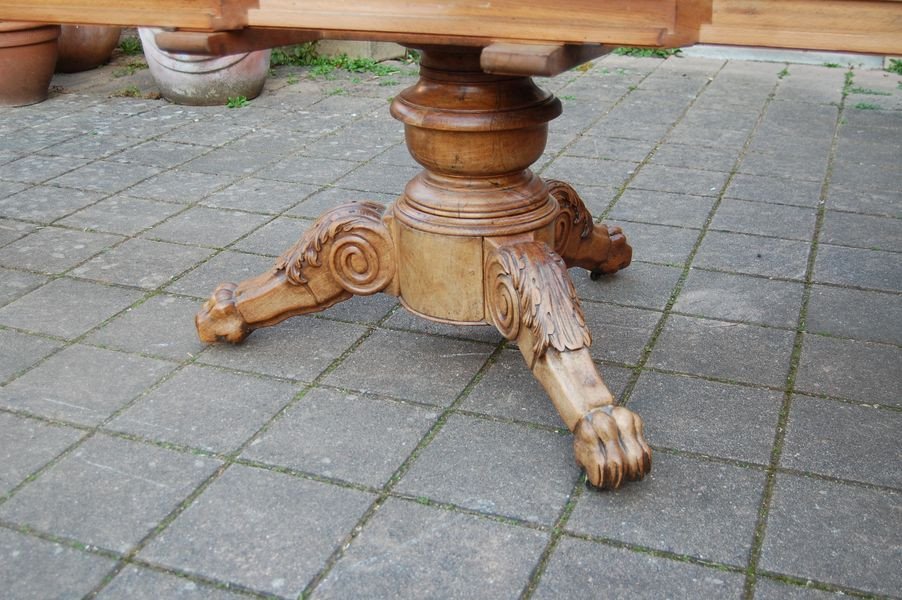 Napoleon III Walnut Table, Late 19th Century, 12 Place Settings, With 3 Extensions-photo-1