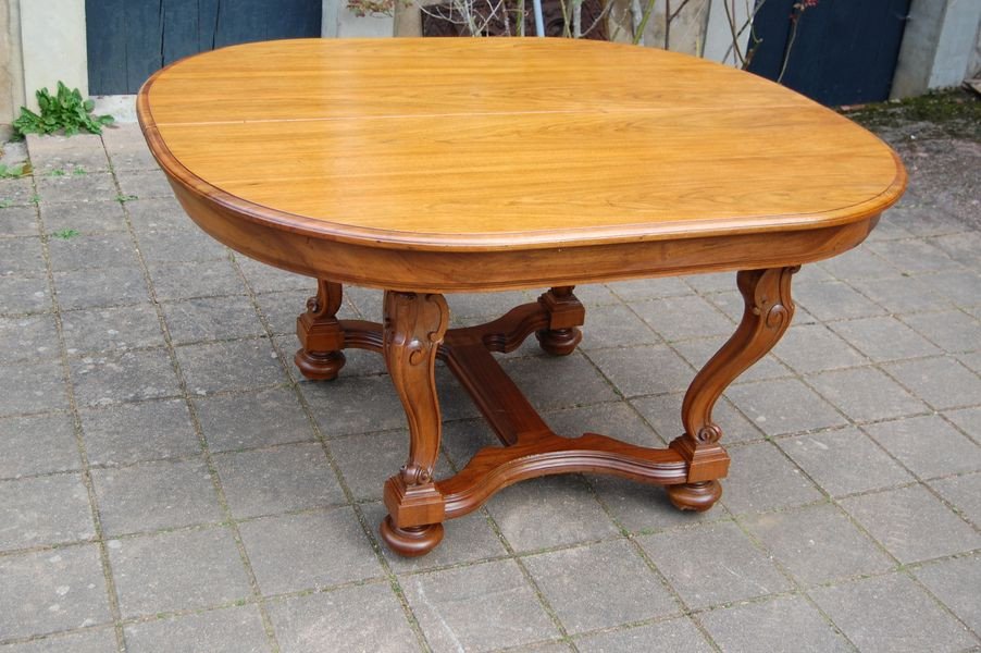 Napoleon III Walnut Table, Late 19th Century, 18 Place Settings, 5 Extensions-photo-2