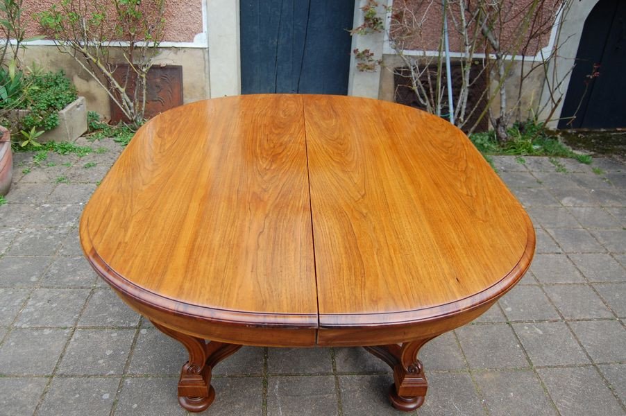 Napoleon III Walnut Table, Late 19th Century, 18 Place Settings, 5 Extensions-photo-2