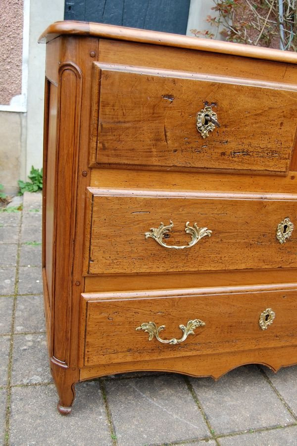 Commode Transition Louis XV Louis XVI En Noyer Du 18e Siécle-photo-4