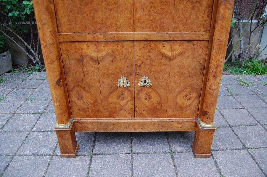 Empire Period Secretary With Detached Columns In Louped Elm From The 19th Century-photo-4