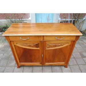 Buffet D Art Nouveau Period In Walnut From The 1900s School Of Nancy