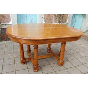 Napoleon III Table In Walnut From The 19th Century 18 Place Settings With 5 Extensions