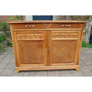 Art Nouveau Period Buffet In Walnut And Walnut Burl From The 1900s, Nancy School