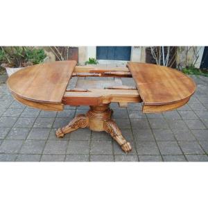 Napoleon III Walnut Table, Late 19th Century, 12 Place Settings, With 3 Extensions