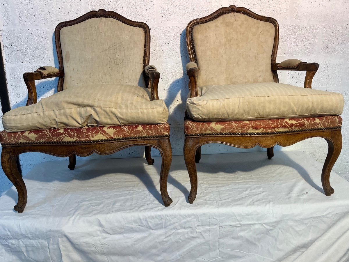 Pair Of Large Louis XV Armchairs