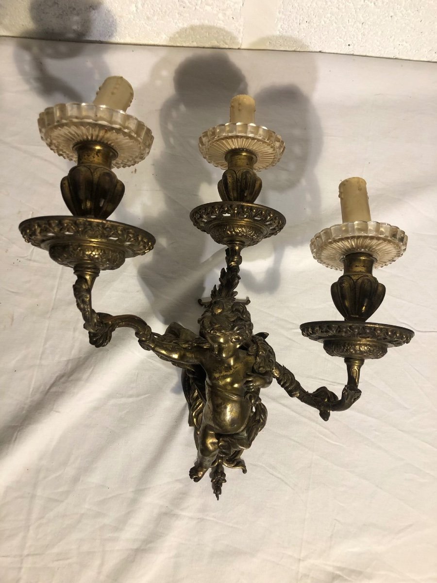 Pair Of Napoleon III Angel Wall Lights-photo-3