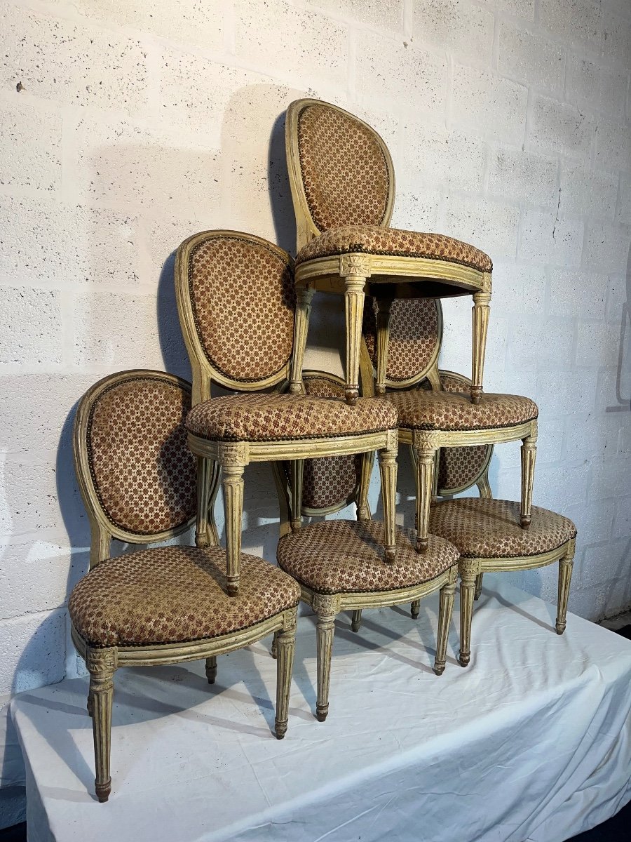 Six Chaises D’époque Louis XVI Estampillées