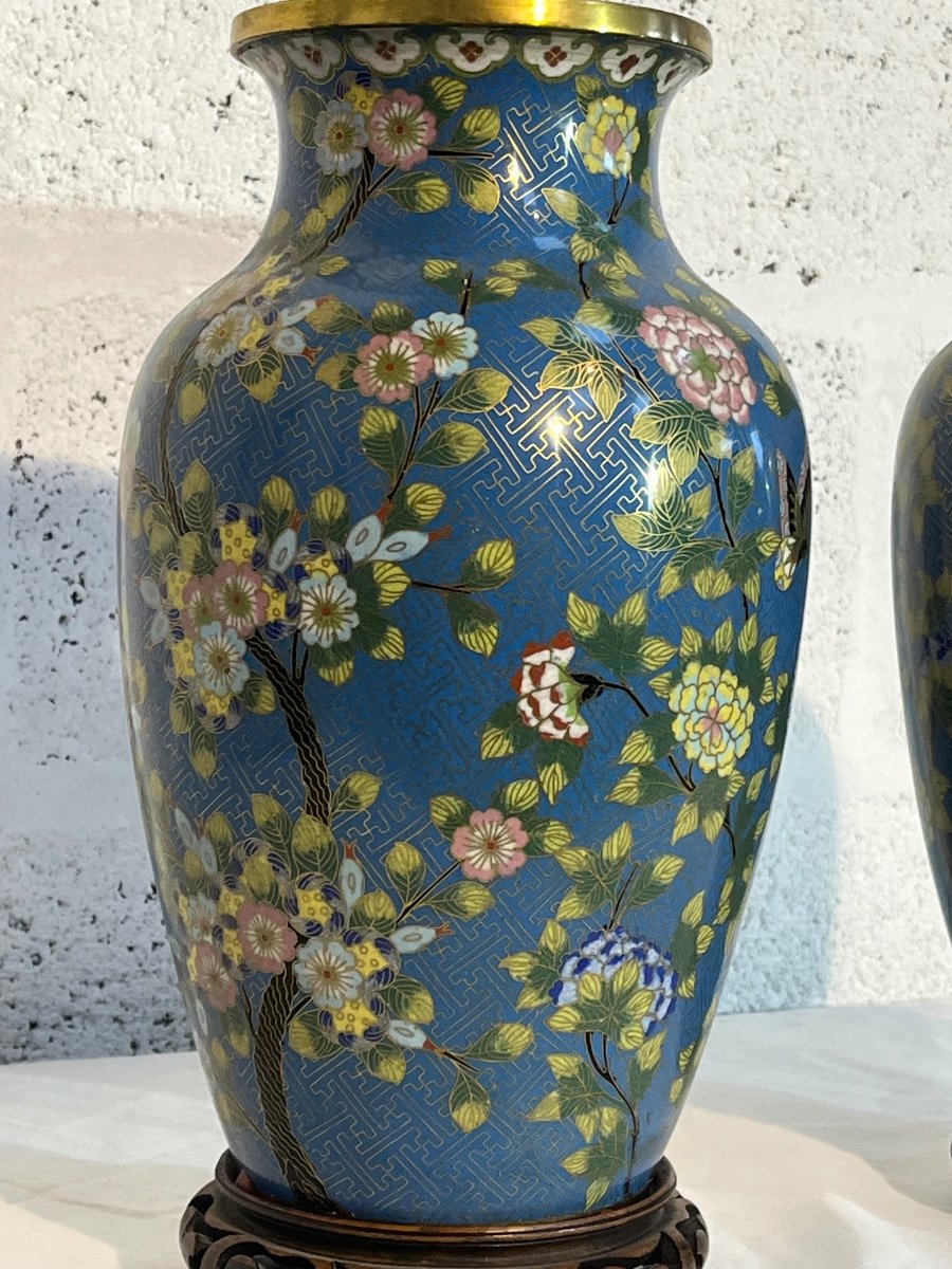 Paire De Vases En Cloisonné -photo-2