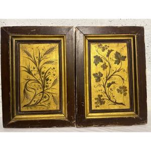 Pair Of Wheat Sheaf And Grape Panels