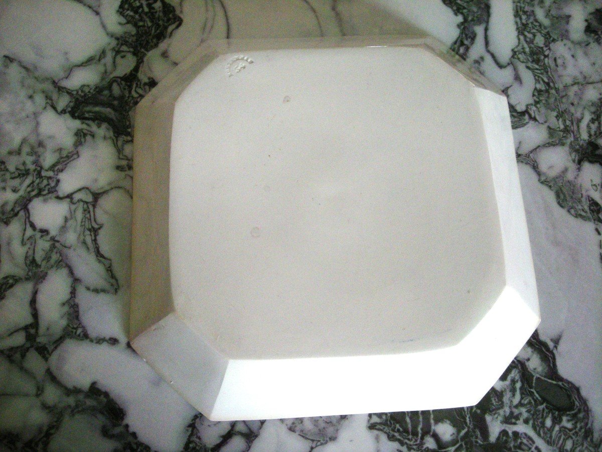 Fine Earthenware Square Dish 1819 Decor Grisaille Sign Montereau-photo-1