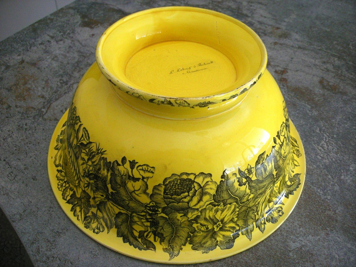 Yellow Fine Earthenware Pedestal Basin Circa 1833 From Montereau-photo-6