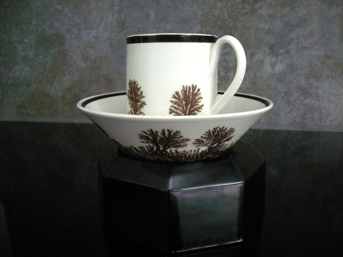 Fine Earthenware Cup And Saucer Herborization Decor Circa 1803-photo-3