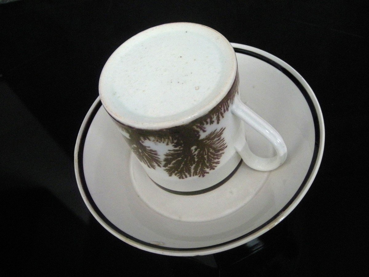 Fine Earthenware Cup And Saucer Herborization Decor Circa 1803-photo-3