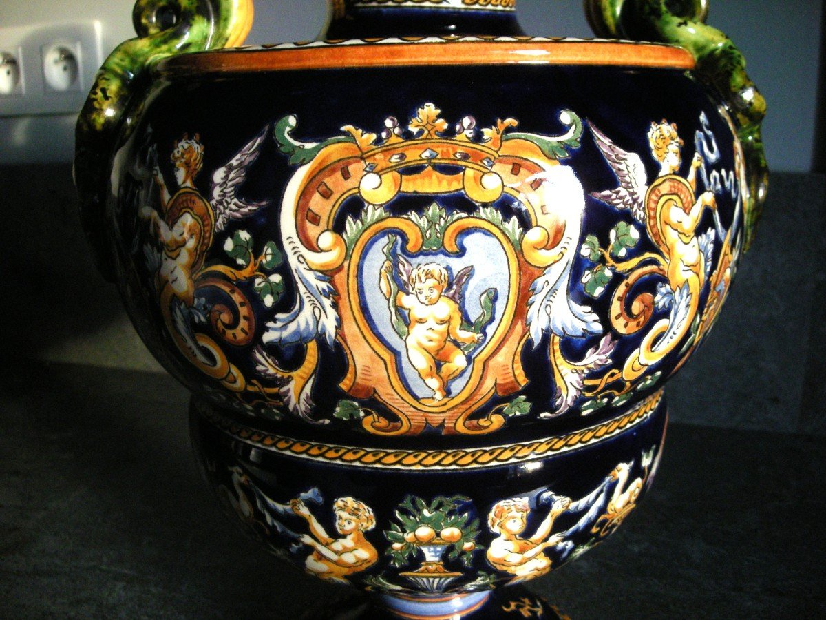 Vase  Decor  Renaissance  Italienne  XXème  Gien-photo-3