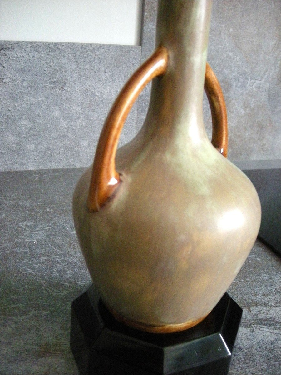 Vase  En  Gres   XXème  De  La  Manufacture  De  Pierrefonds  ( Oise )-photo-3