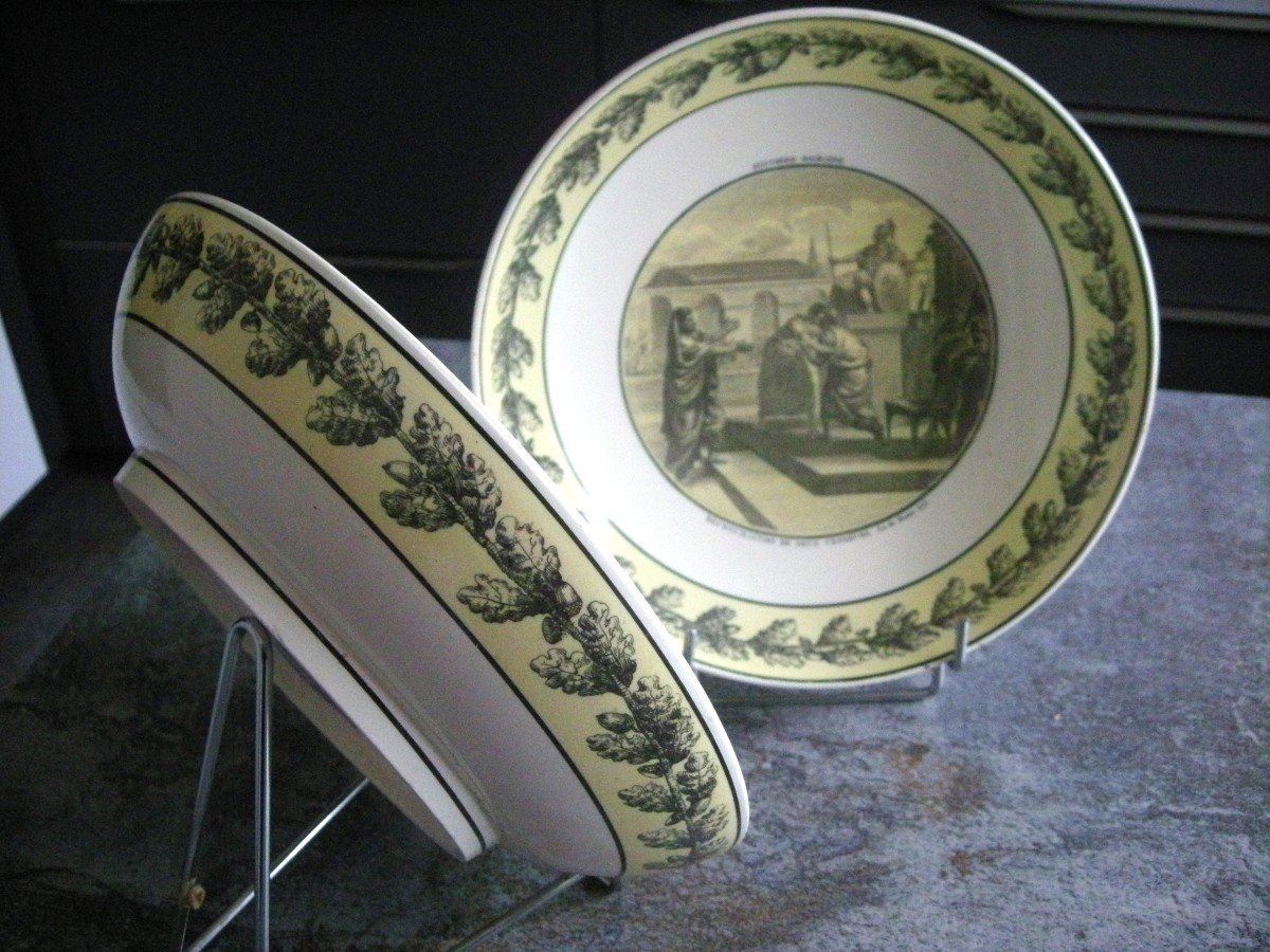 Plat  Rond  En  Faience  1808  "  Histoire  Romaine  "  Signe  Creil-photo-7