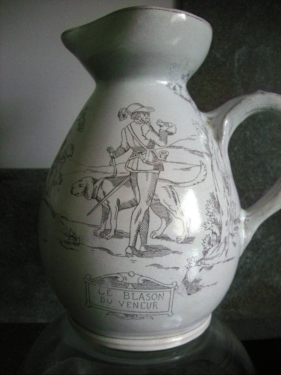 Pitcher Early 20th Century Decor "hunting" Manufacture De Pierrefonds-photo-1