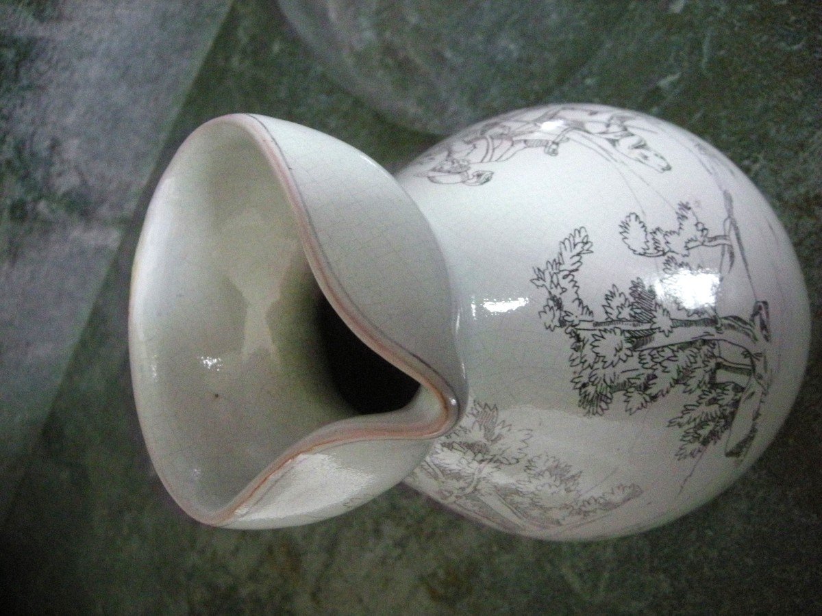 Pitcher Early 20th Century Decor "hunting" Manufacture De Pierrefonds-photo-6