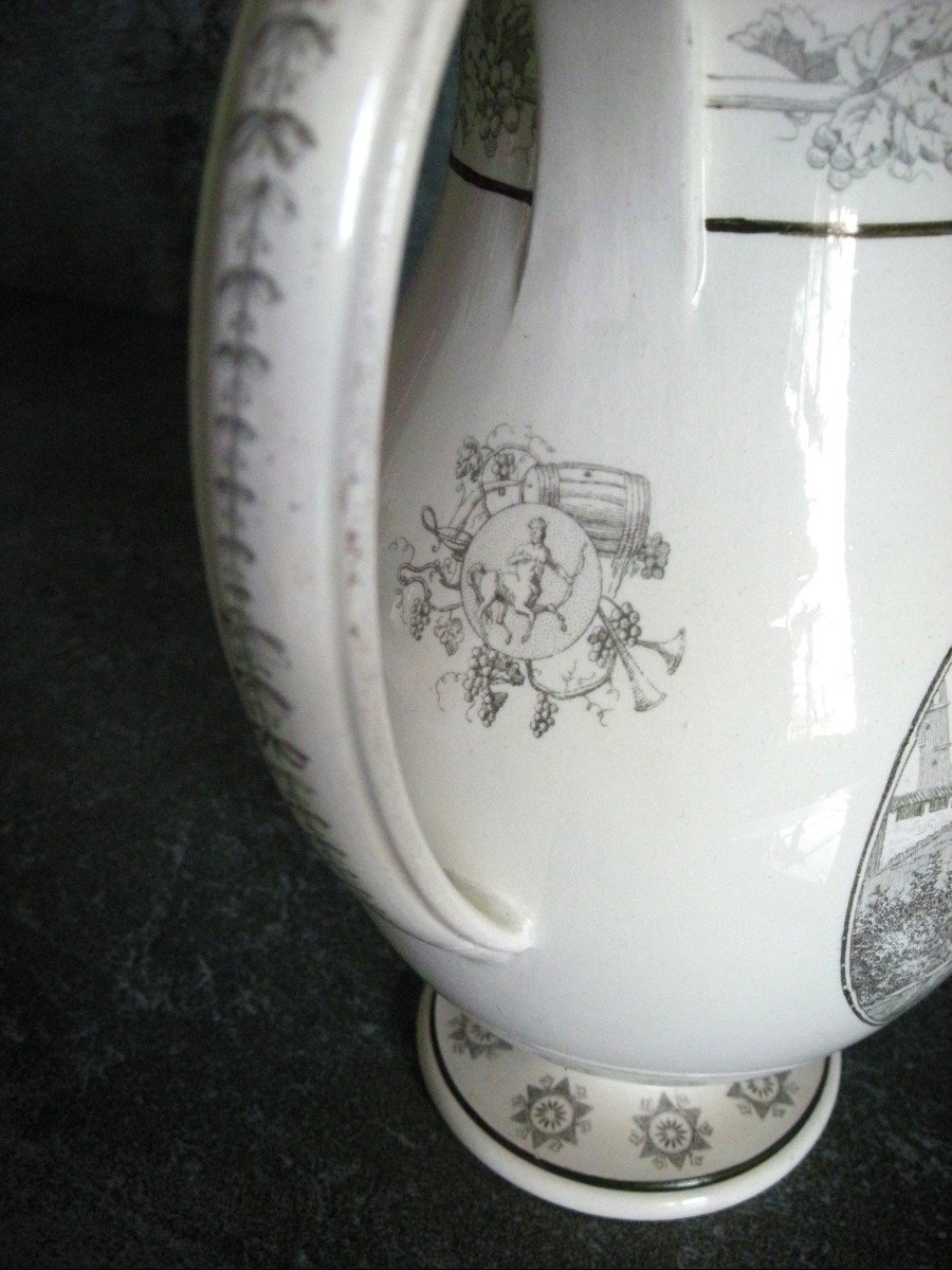 Fine Faience Coffee Pot Decor Grisaille 1808 Signed Creil-photo-2