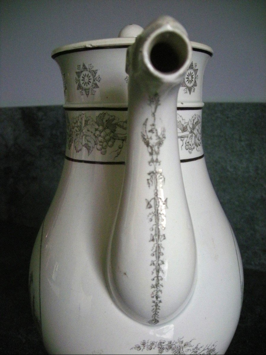 Fine Faience Coffee Pot Decor Grisaille 1808 Signed Creil-photo-4