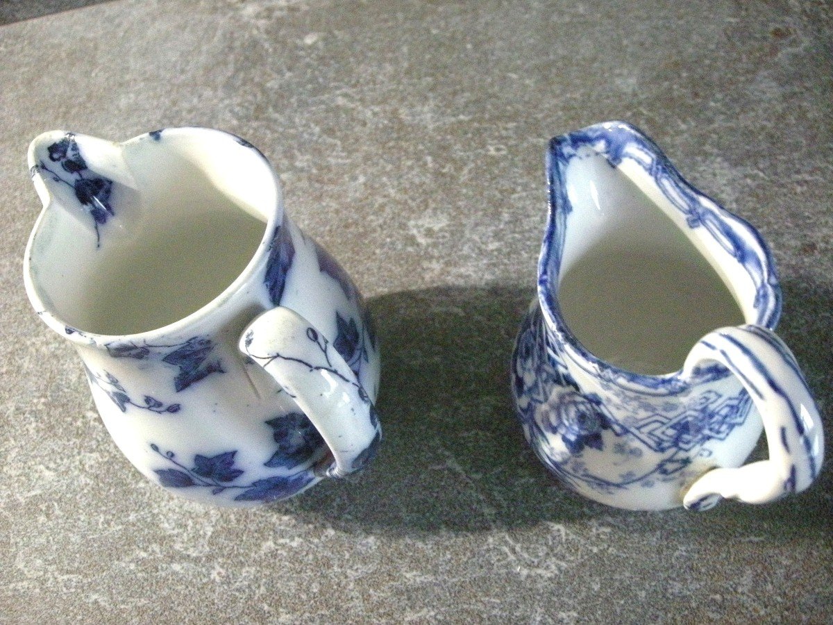 Two Milk Jugs Flora Decor From Creil And Montereau-photo-2