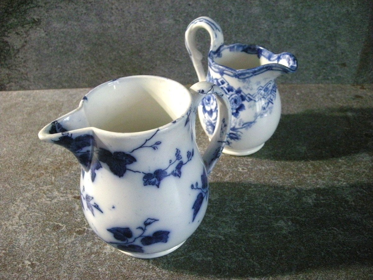 Two Milk Jugs Flora Decor From Creil And Montereau-photo-3