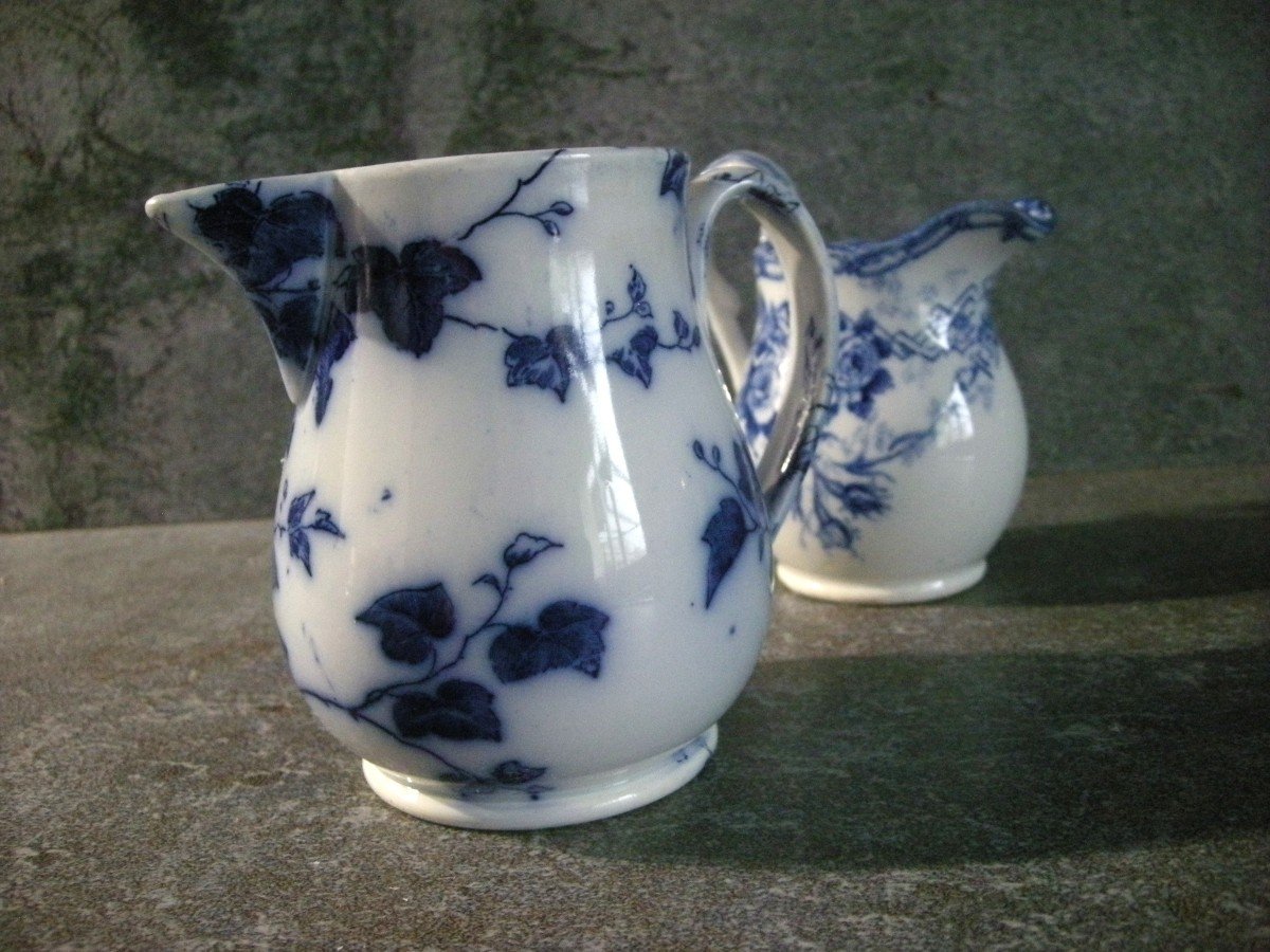 Two Milk Jugs Flora Decor From Creil And Montereau-photo-4