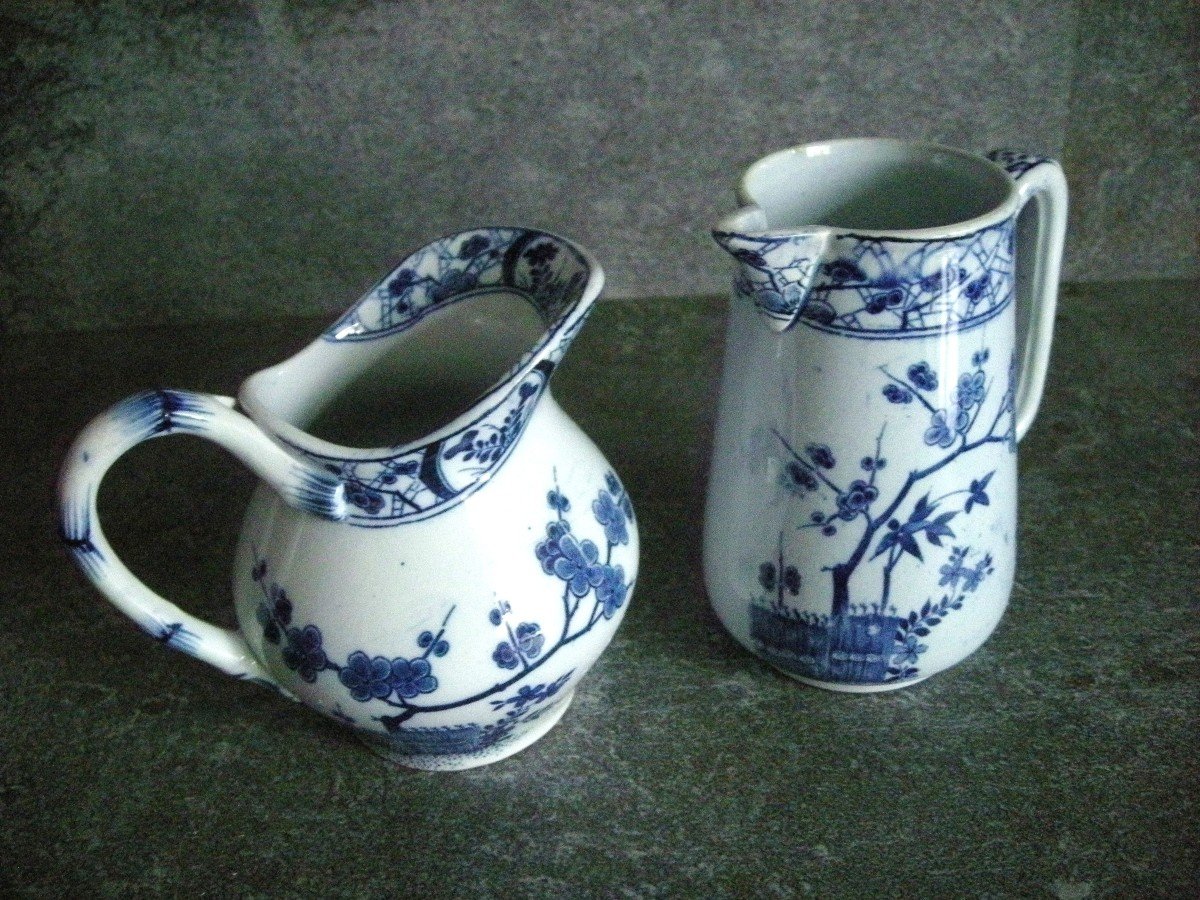 Two Japanese Decor Milk Jugs From Creil And Montereau-photo-3