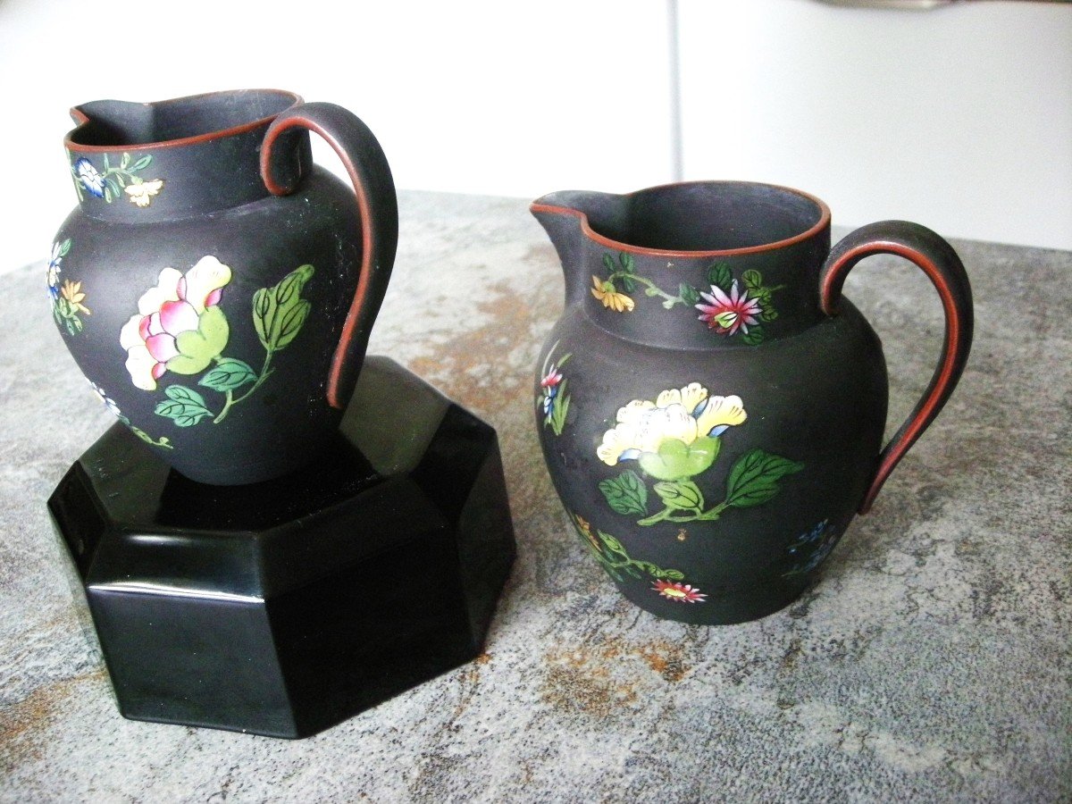 Deux  Pots  à  Lait  En  Basalte  Black  Signes  Wedgwood-photo-2