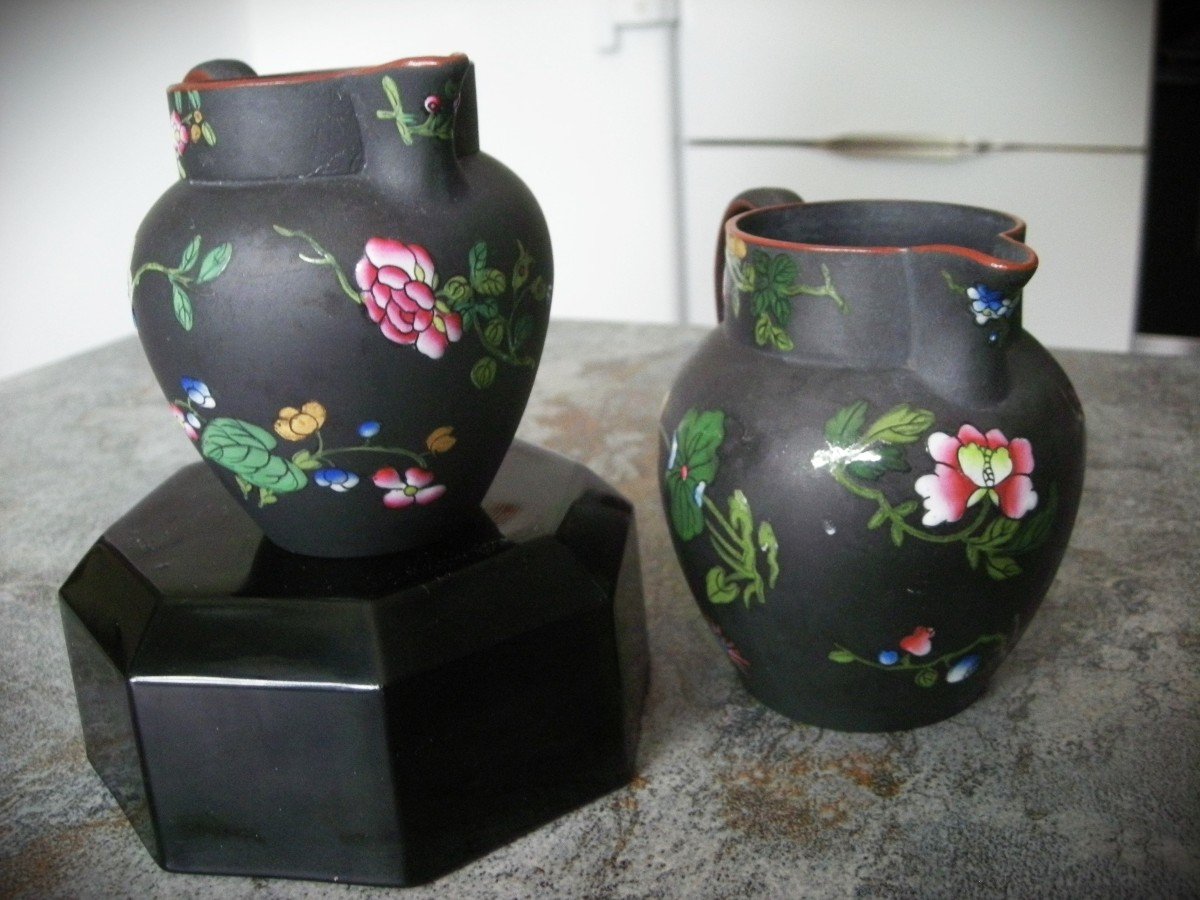 Deux  Pots  à  Lait  En  Basalte  Black  Signes  Wedgwood-photo-3