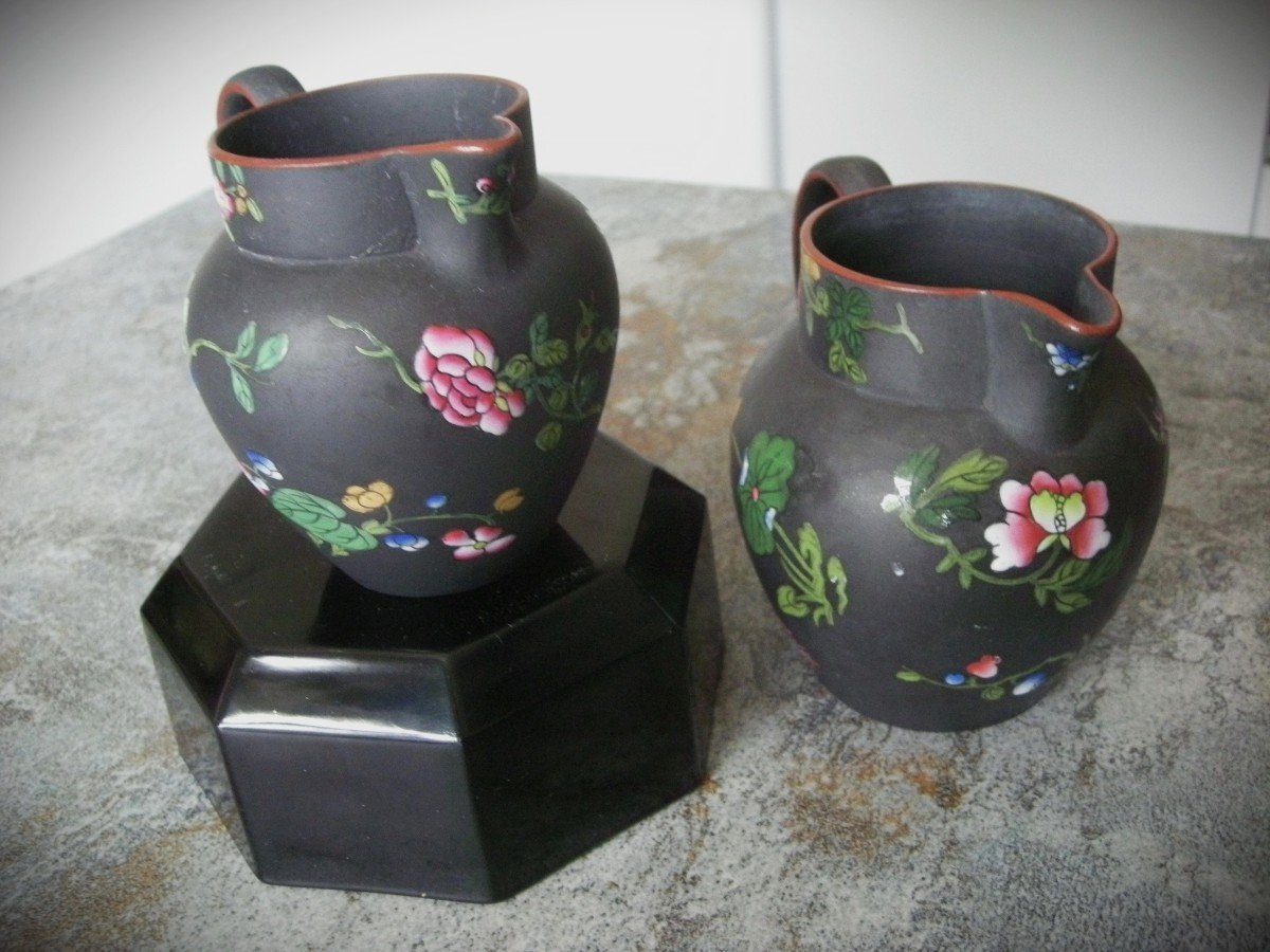 Deux  Pots  à  Lait  En  Basalte  Black  Signes  Wedgwood-photo-4