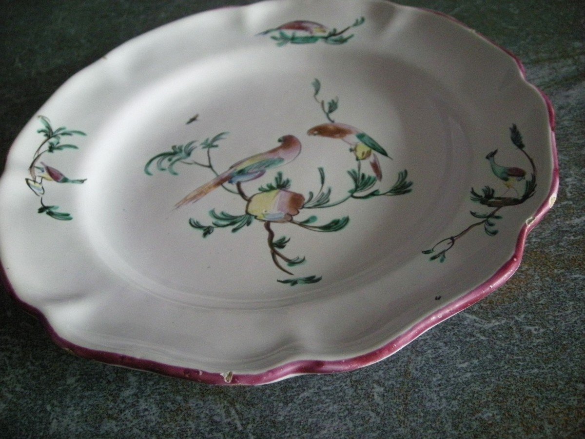 18th Century Earthenware Plate Moustiers Fabrique Ferrat-photo-3