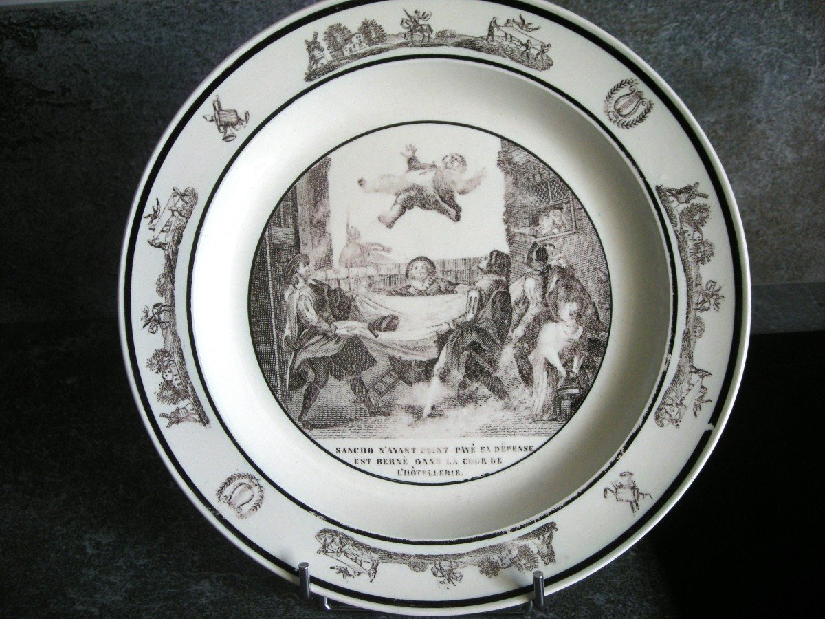 Deux  petits  plats  Faïence  Fine  1819  Décor  Don  Quichotte-photo-4