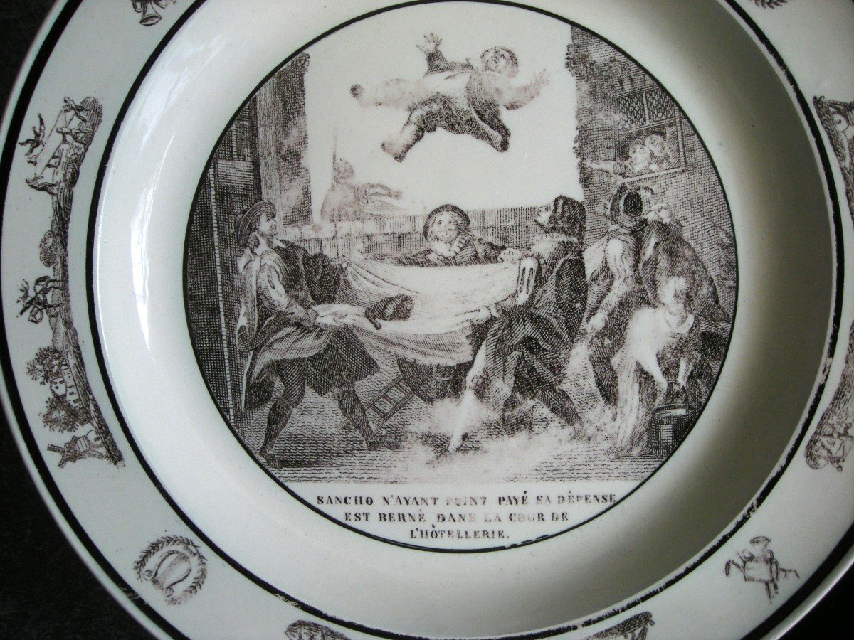 Deux  petits  plats  Faïence  Fine  1819  Décor  Don  Quichotte-photo-1