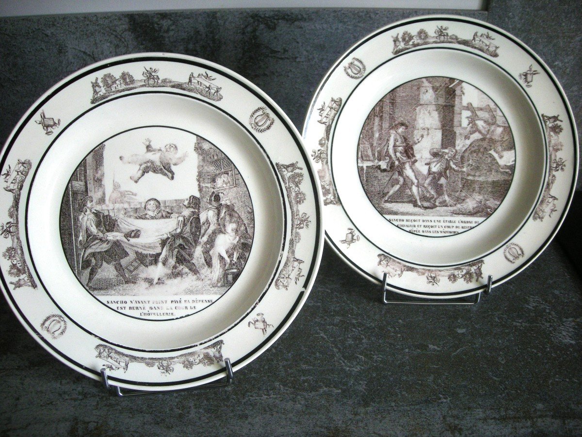 Deux  petits  plats  Faïence  Fine  1819  Décor  Don  Quichotte-photo-7