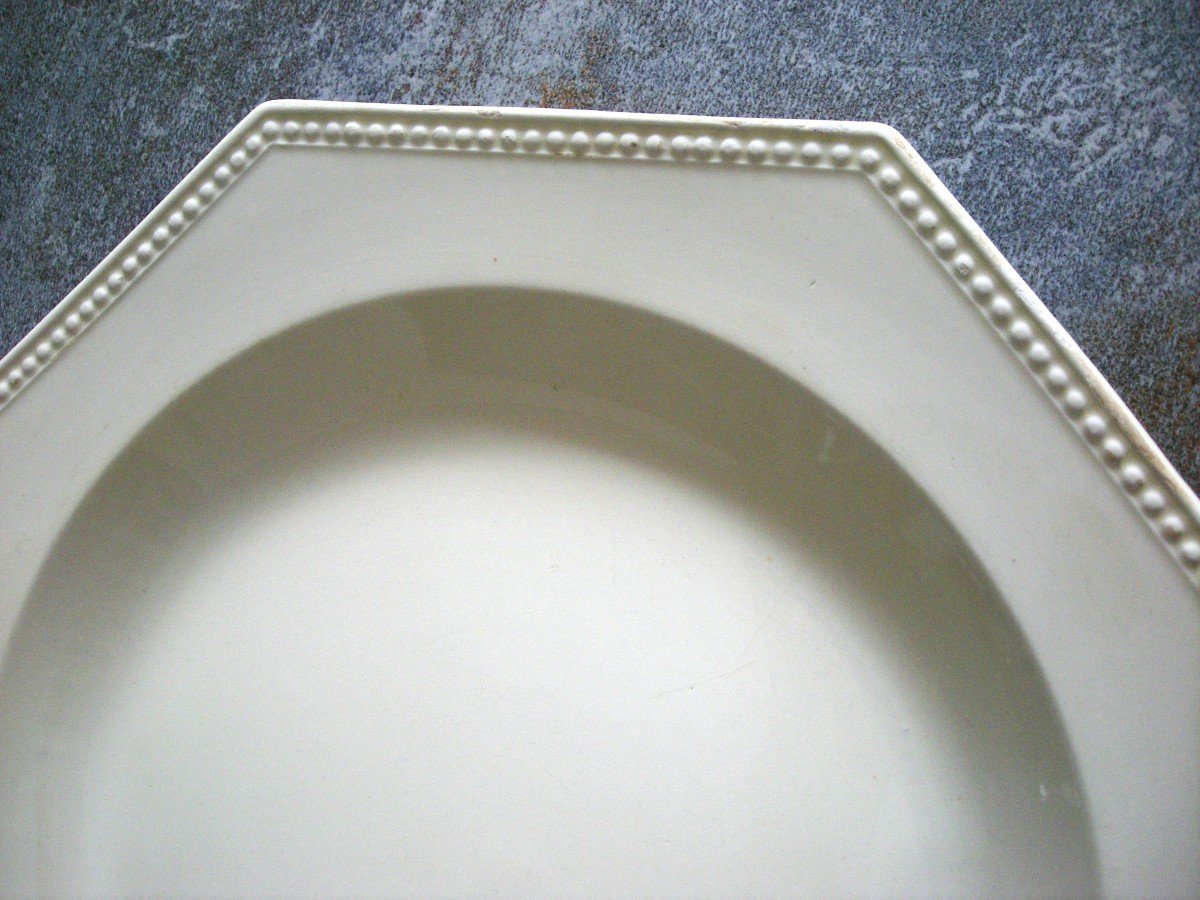 Octagonal Dish Fine Earthenware 19th Century Signed Montereau-photo-4