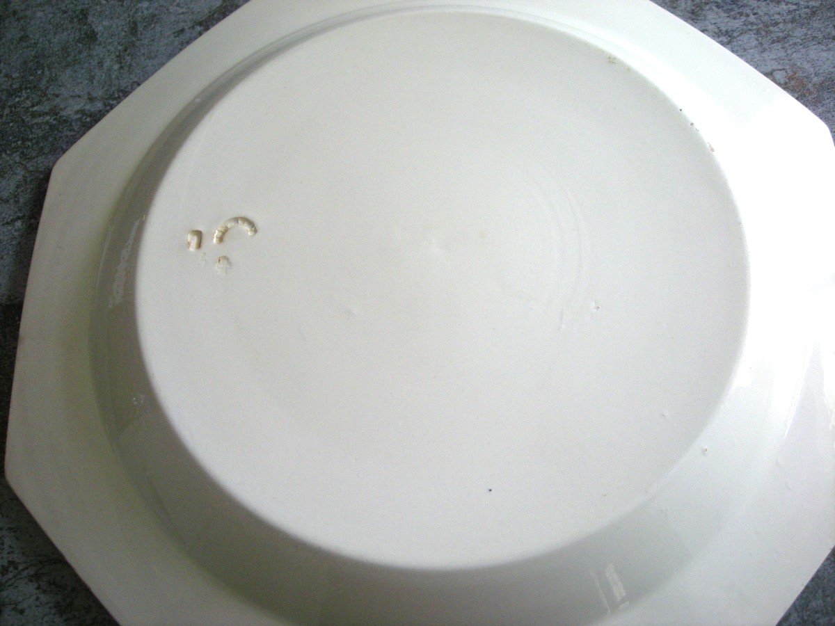 Octagonal Dish Fine Earthenware 19th Century Signed Montereau-photo-7