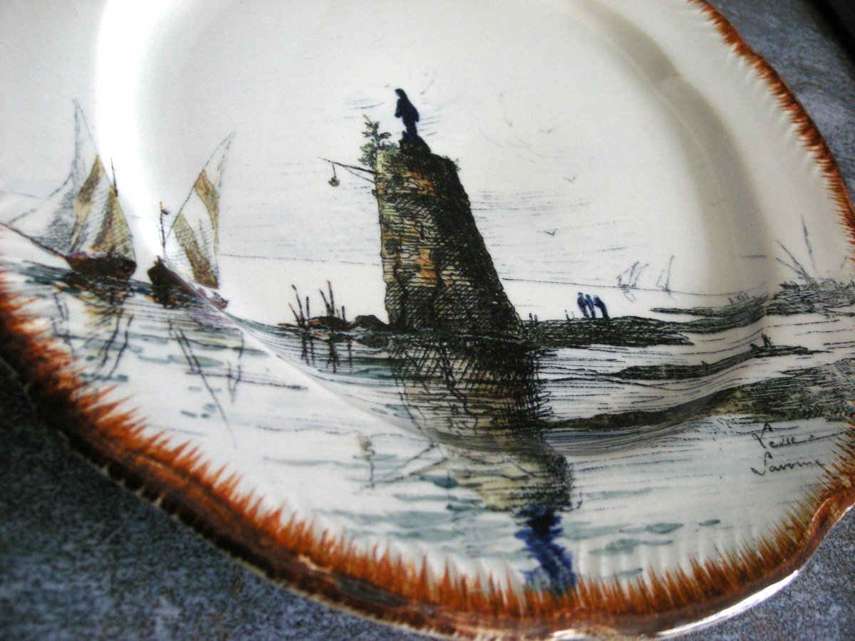 Earthenware Plate 1889 “marine” Decor By Ludovic Napoléon Lepic-photo-4