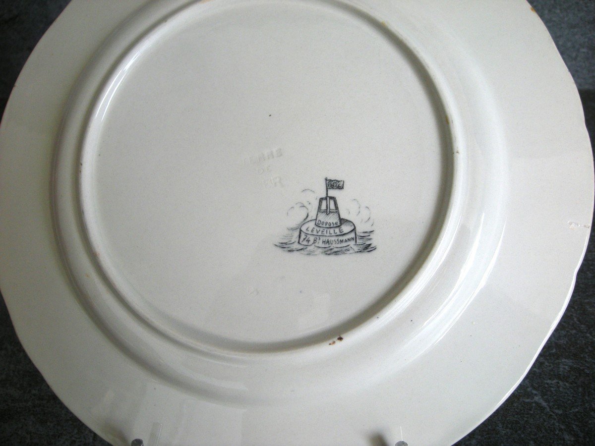 Earthenware Plate 1889 “marine” Decor By Ludovic Napoléon Lepic-photo-4