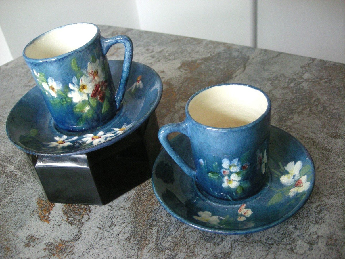 Two Cups And Saucers Circa 1880 From Montigny Sur Loing-photo-3