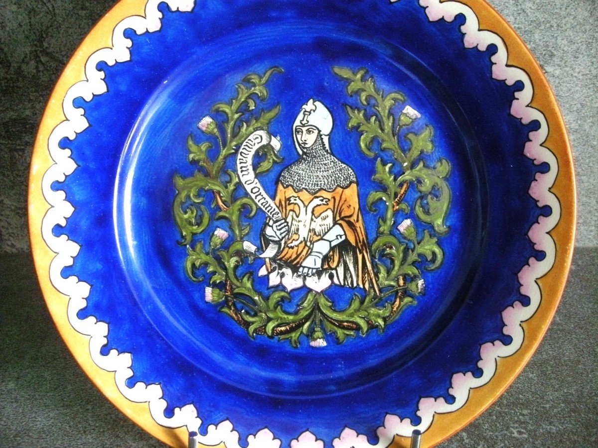 1903 Plate In Heraldic Earthenware From Pierrefonds (oise)-photo-2