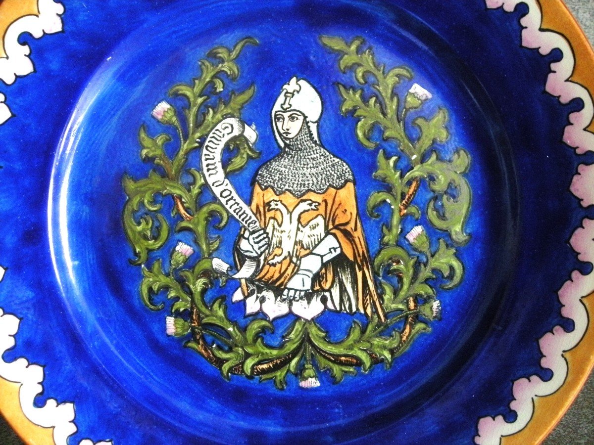 1903 Plate In Heraldic Earthenware From Pierrefonds (oise)-photo-3