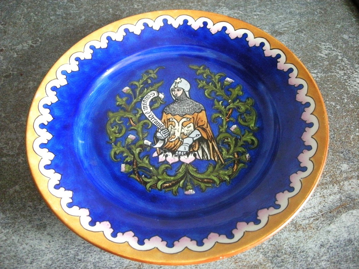 1903 Plate In Heraldic Earthenware From Pierrefonds (oise)-photo-2