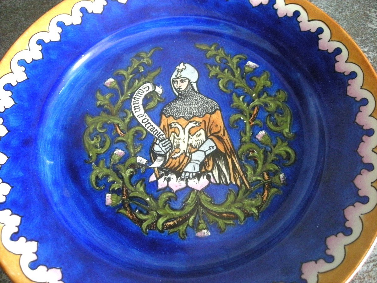 1903 Plate In Heraldic Earthenware From Pierrefonds (oise)-photo-3