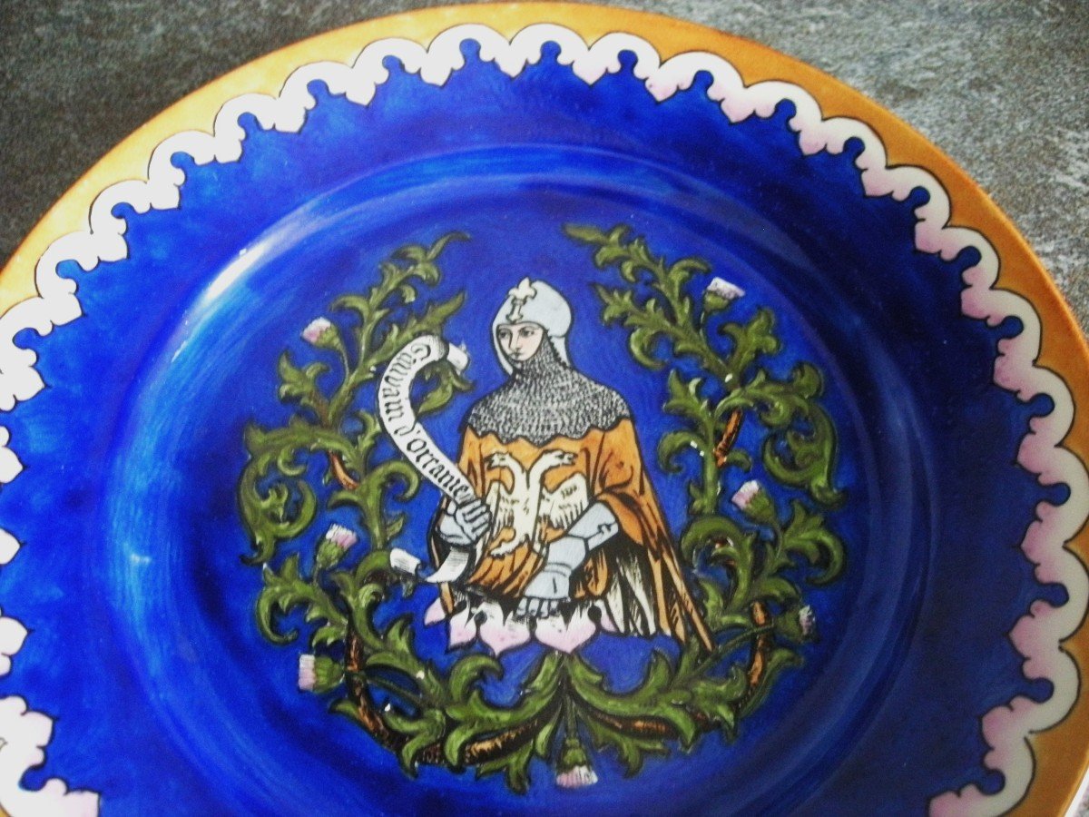 1903 Plate In Heraldic Earthenware From Pierrefonds (oise)-photo-4