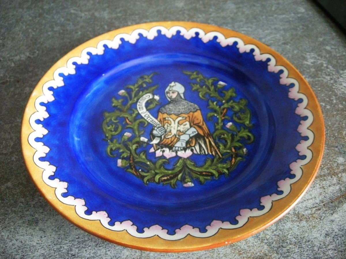 1903 Plate In Heraldic Earthenware From Pierrefonds (oise)-photo-5